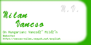 milan vancso business card